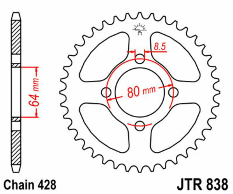 JT SPROCKETS Standard Stahlritzel hinten 838 - 428
