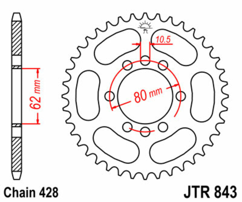JT SPROCKETS Standard Stahlritzel hinten 843 - 428