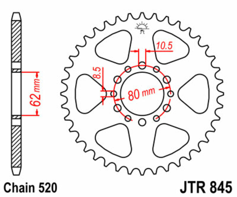 JT SPROCKETS Standard Stahlritzel hinten 845 - 520
