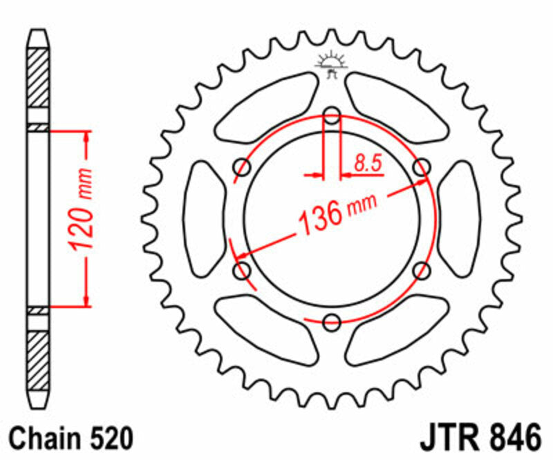 JT SPROCKETS Standard Stahlritzel hinten 846 - 520