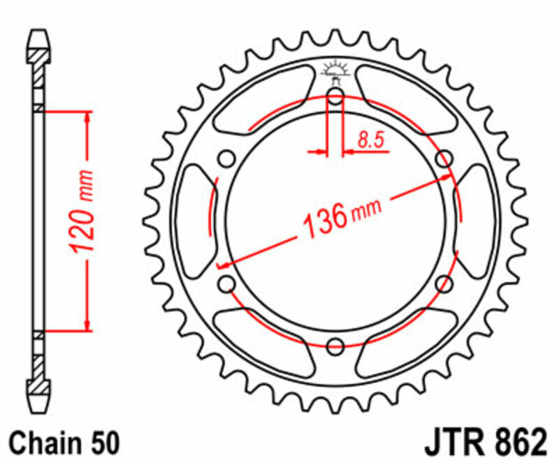 JT SPROCKETS Standard Stahlritzel hinten 862 - 530