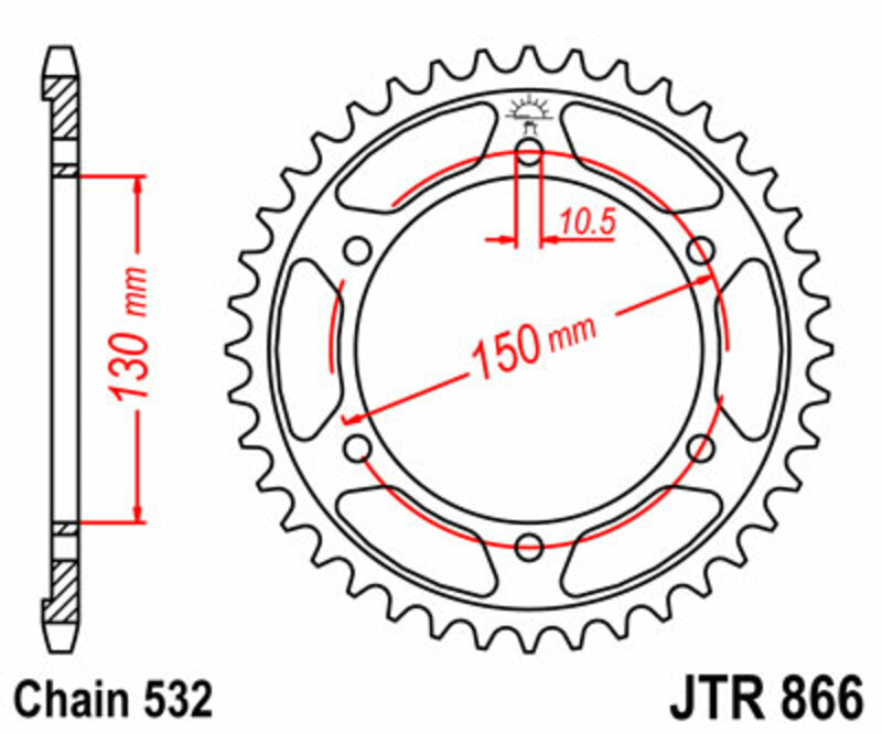 JT SPROCKETS Standard Stahlritzel hinten 866 - 532
