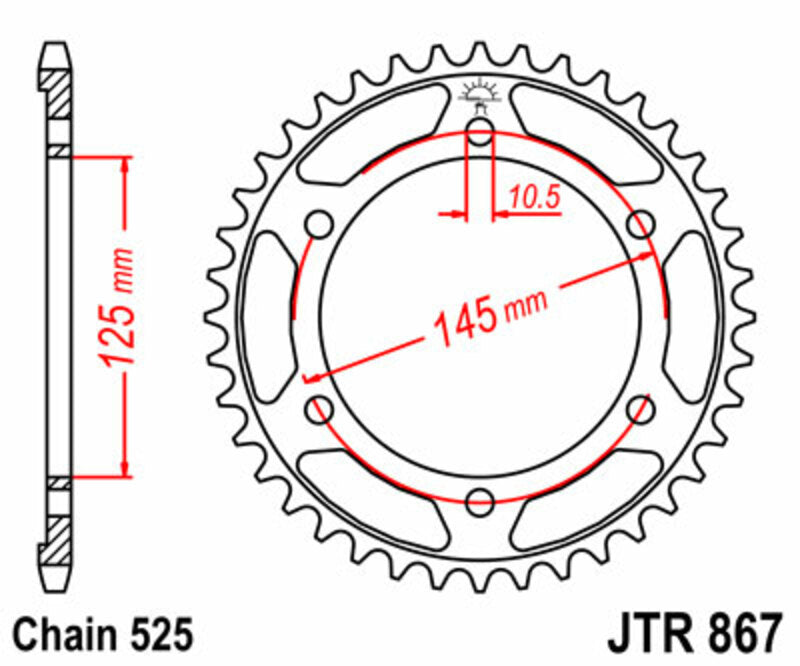 JT SPROCKETS Standard Stahlritzel hinten 867 - 525