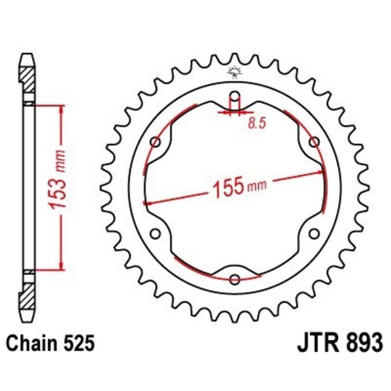 JT SPROCKETS Kettenrad Stahl Standard - 525
