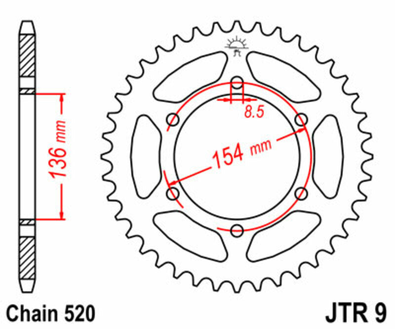 JT SPROCKETS Standard Stahlritzel hinten 9 - 520