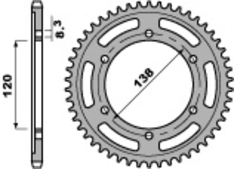 PBR Standard Kettenrad C45 Stahl 253 - 525