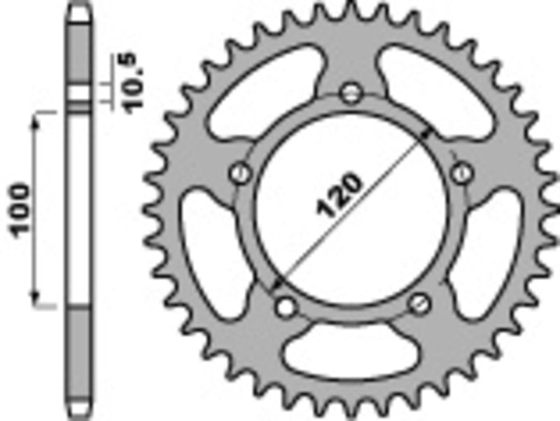 PBR Standard Kettenrad C45 Stahl 4363 - 525