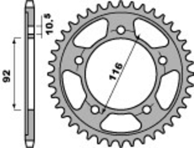 PBR Standard Kettenrad C45 Stahl 4542 - 530