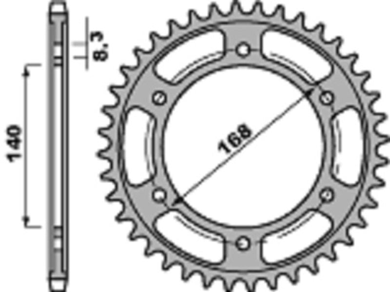 PBR Standard Kettenrad C45 Stahl 4550 - 525