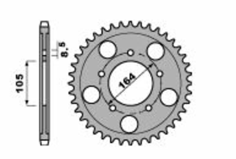 PBR Standard Kettenrad C45 Stahl 4557 - 525