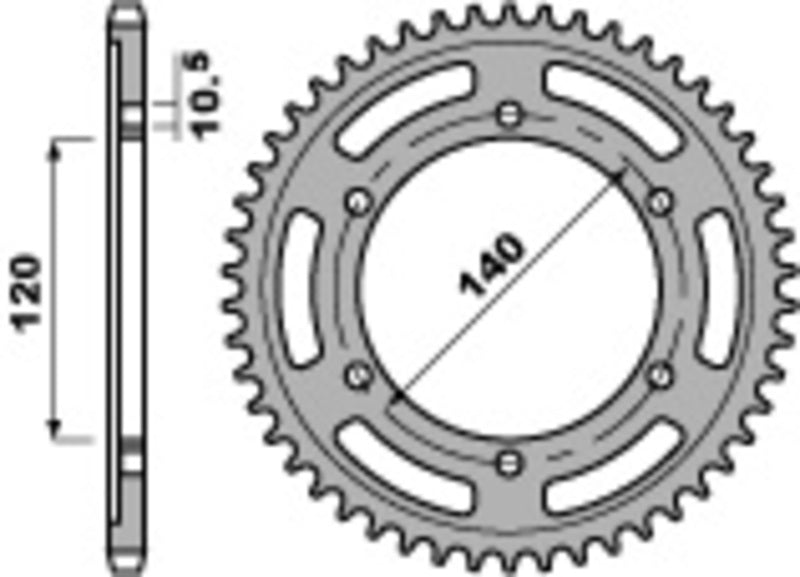 PBR Standard Kettenrad C45 Stahl 498 - 530