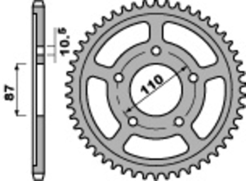 PBR Standard Kettenrad C45 Stahl 795 - 530