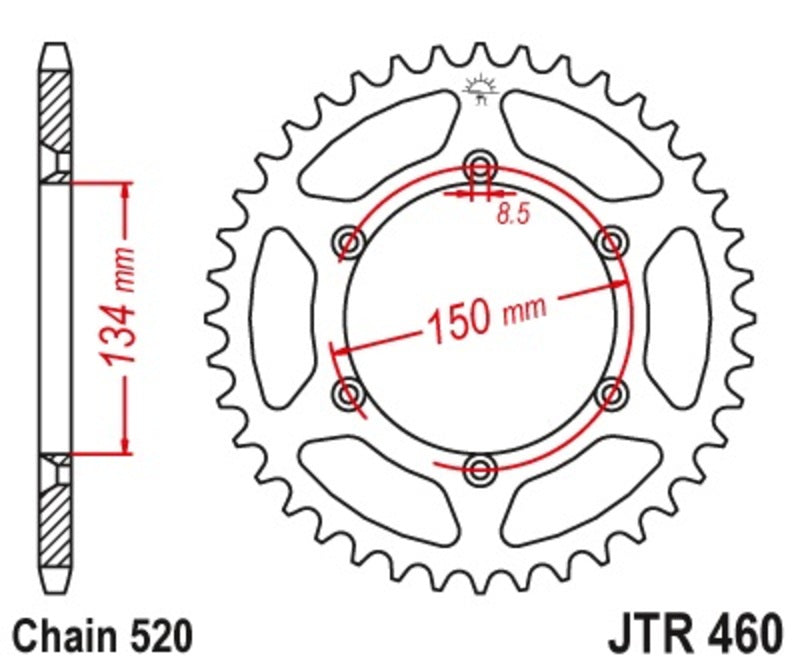 JT SPROCKETS Selbstreinigendes Stahlritzel hinten 460 - 520