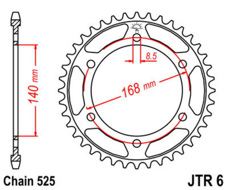 JT SPROCKETS Standard Stahlritzel hinten 6 - 525
