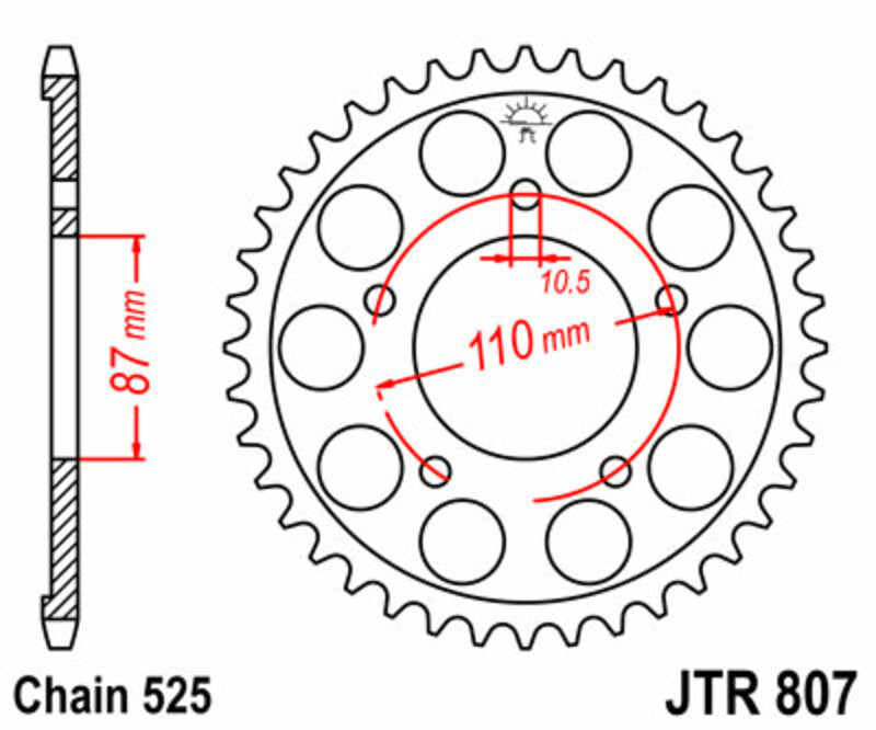 JT SPROCKETS Standard Stahlritzel hinten 807 - 525