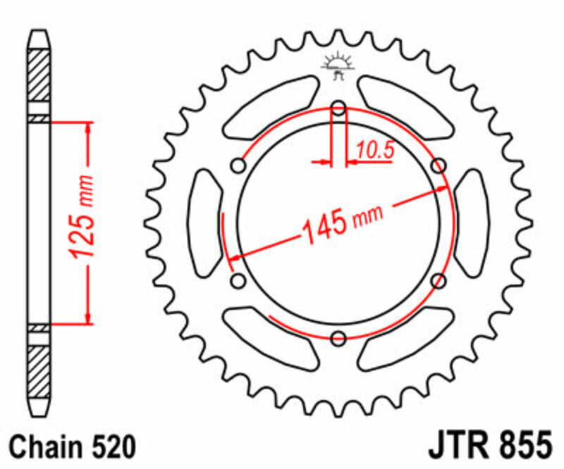 JT SPROCKETS Standard Stahlritzel hinten 855 - 520