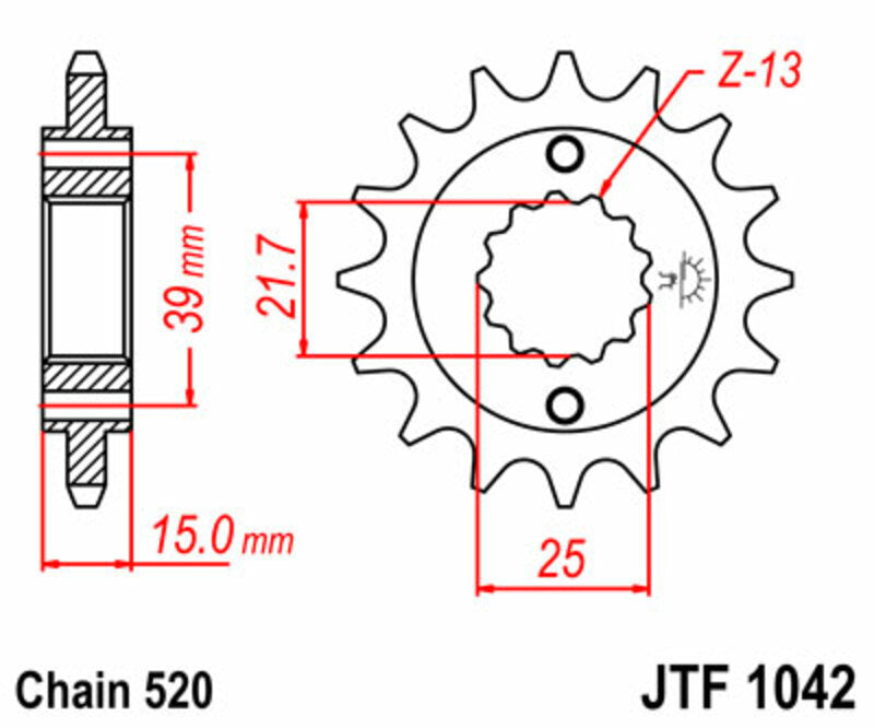 JT SPROCKETS Standard Stahlritzel vorne 1042 - 520