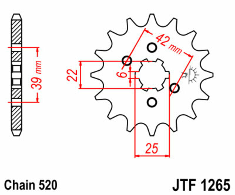 JT SPROCKETS Standard Stahlritzel vorne 1265 - 520