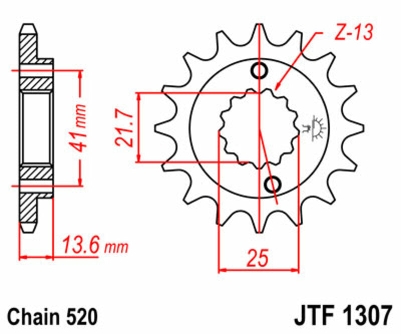 JT SPROCKETS Standard Stahlritzel vorne 1307 - 520