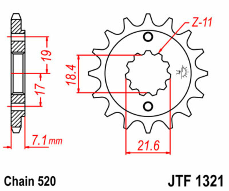 JT SPROCKETS Standard Stahlritzel vorne 1321 - 520