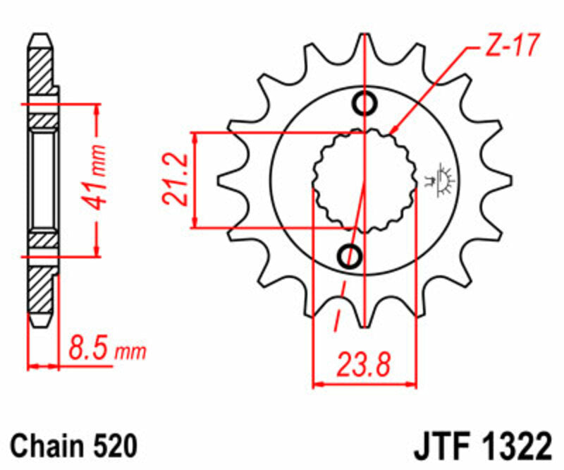 JT SPROCKETS Standard Stahlritzel vorne 1322 - 520