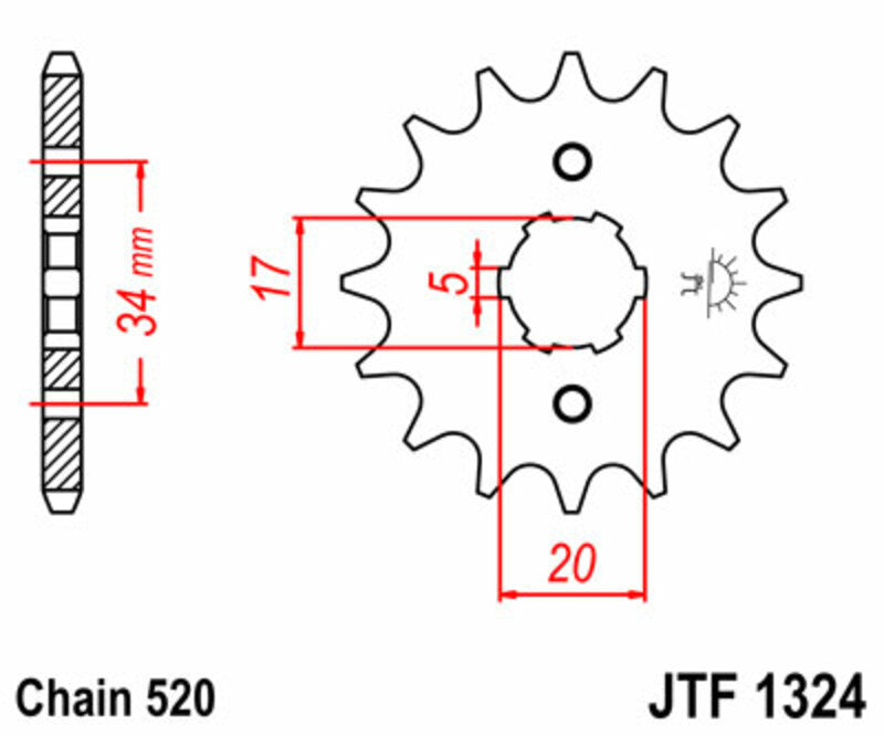 JT SPROCKETS Standard Stahlritzel vorne 1324 - 520