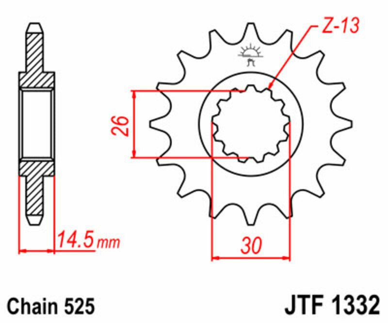 JT SPROCKETS Standard Stahlritzel vorne 1332 - 525