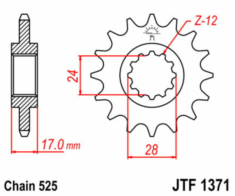 JT SPROCKETS Standard Stahlritzel vorne 1371 - 525