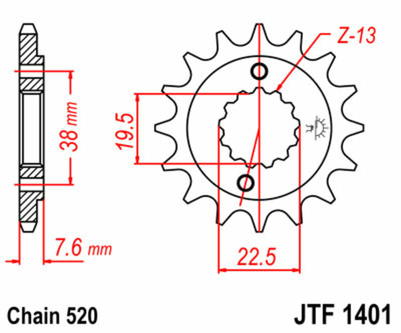 JT SPROCKETS Standard Stahlritzel vorne 1401 - 520