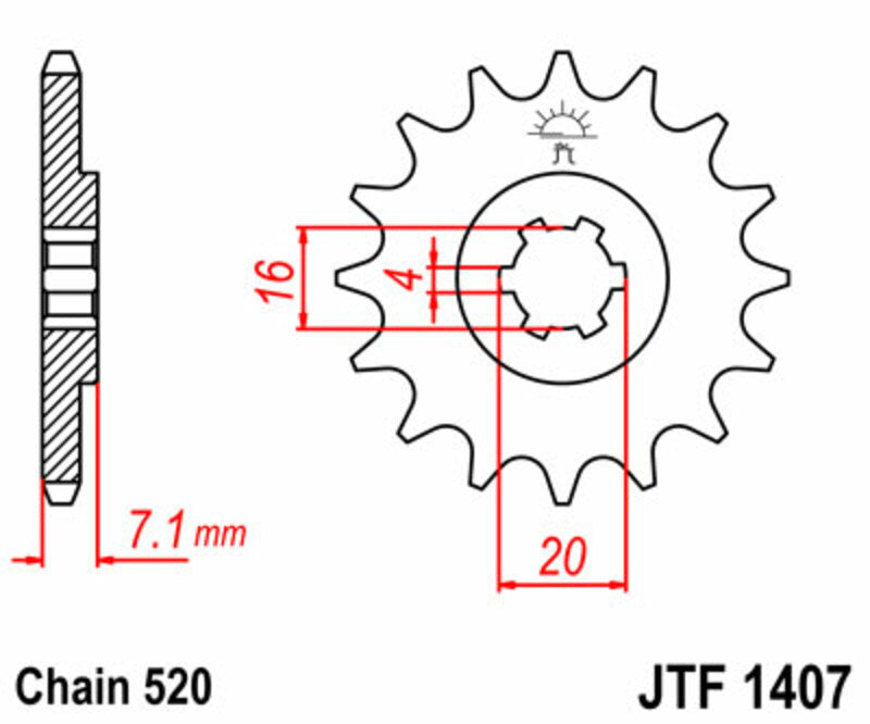 JT SPROCKETS Standard Stahlritzel vorne 1407 - 520