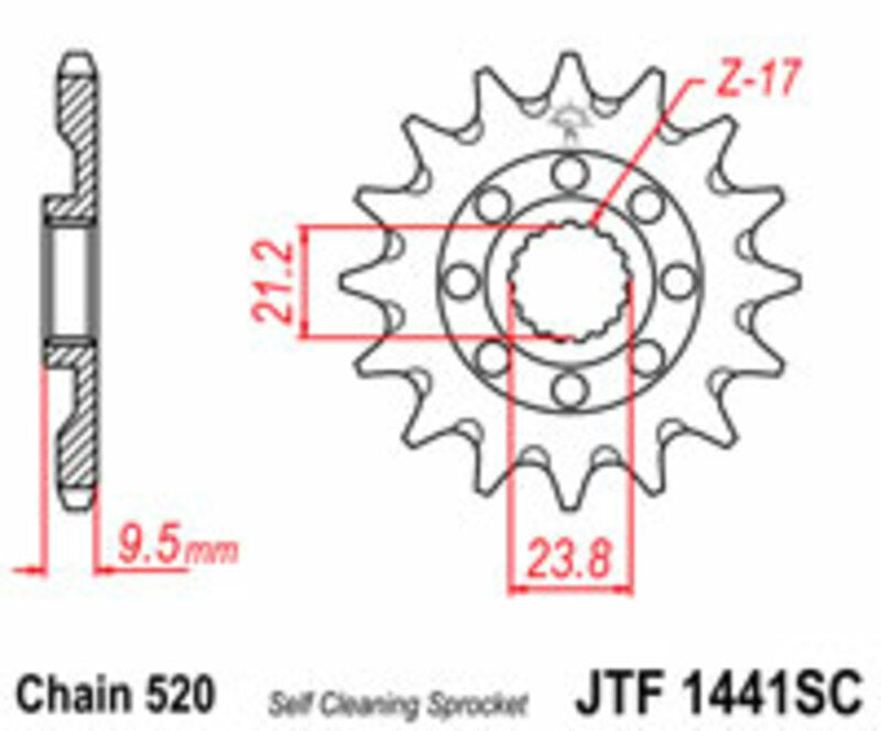 JT SPROCKETS Selbstreinigendes Stahlritzel vorne 1441 - 520