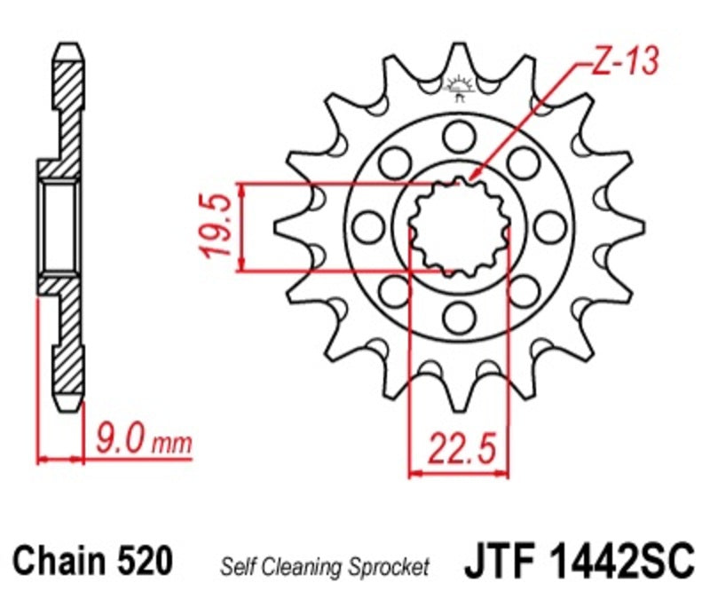 JT SPROCKETS Selbstreinigendes Stahlritzel vorne 1442 - 520