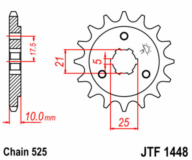 JT SPROCKETS Standard Stahlritzel vorne 1448 - 525