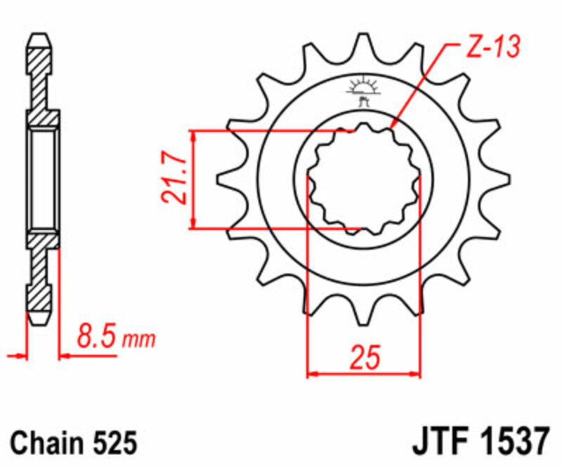 JT SPROCKETS Standard Stahlritzel vorne 1537 - 525