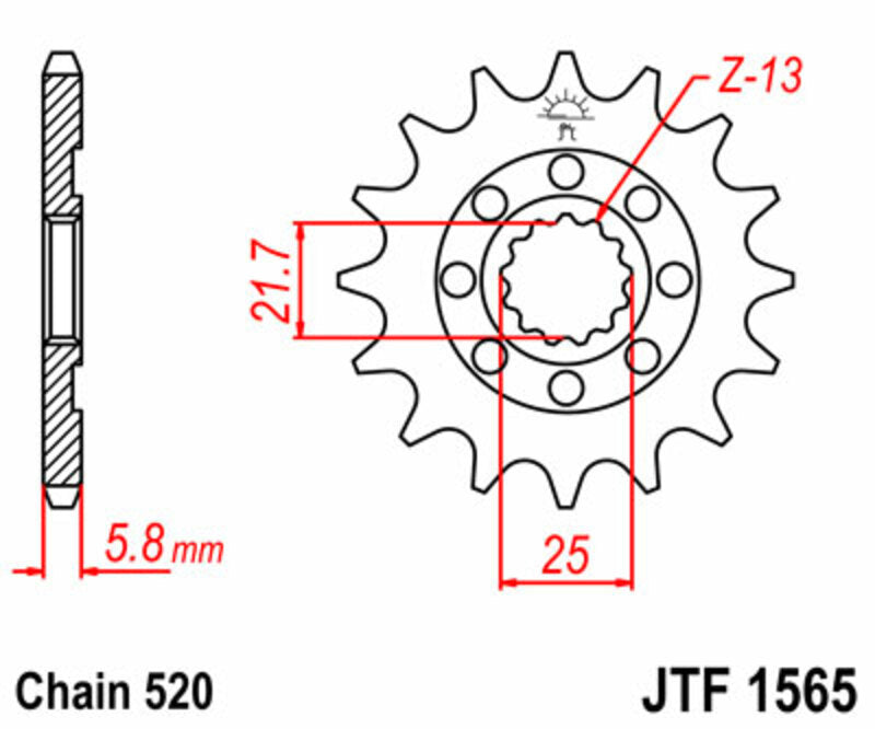 JT SPROCKETS Standard Stahlritzel vorne 1565 - 520