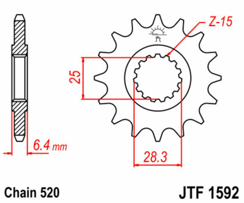 JT SPROCKETS Standard Stahlritzel vorne 1592 - 520