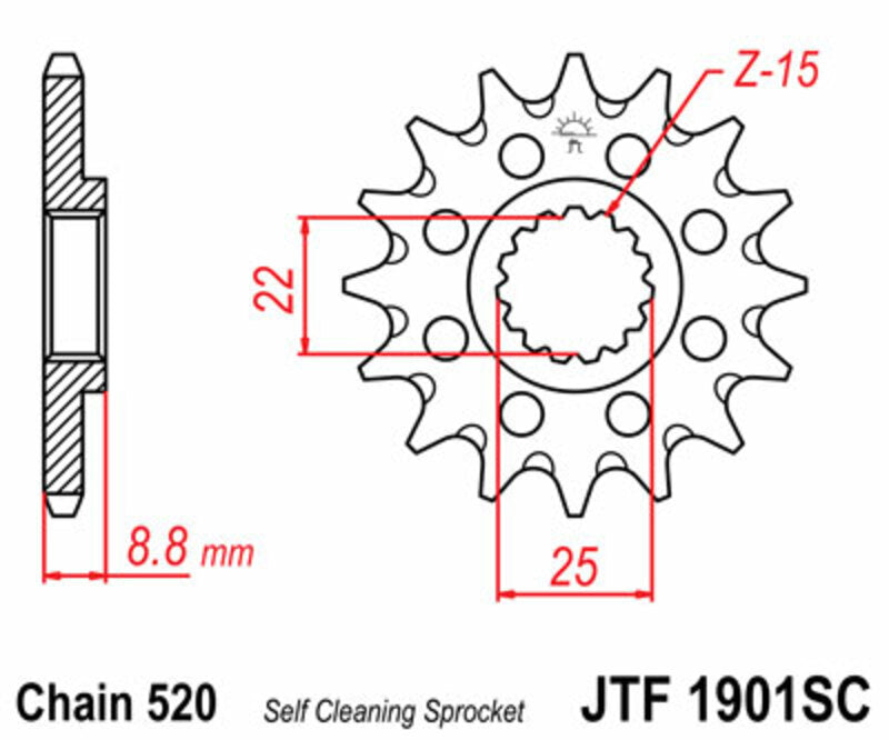 JT SPROCKETS Selbstreinigendes Stahlritzel vorne 1901 - 520