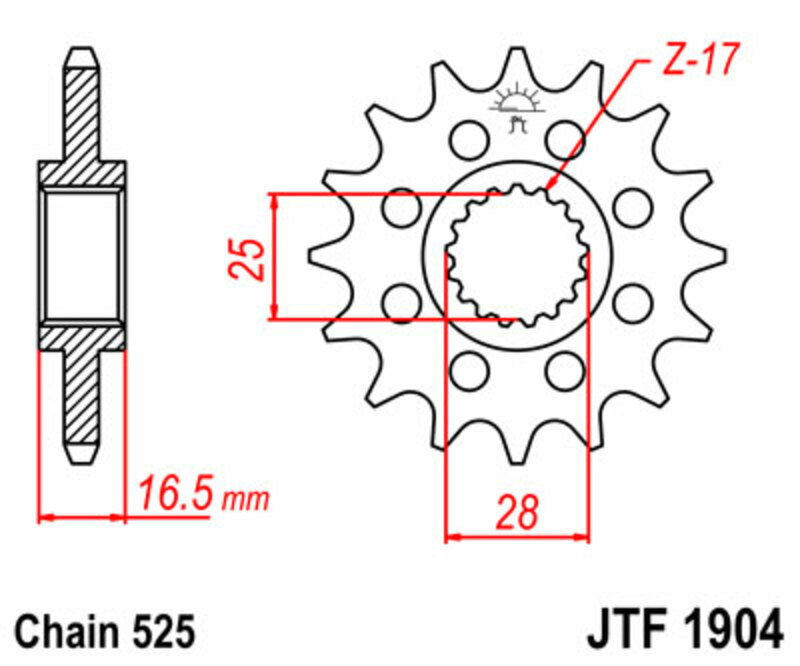 JT SPROCKETS Standard Stahlritzel vorne 1904 - 525