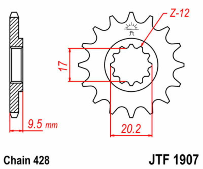 JT SPROCKETS Standard Stahlritzel vorne 1907 - 428