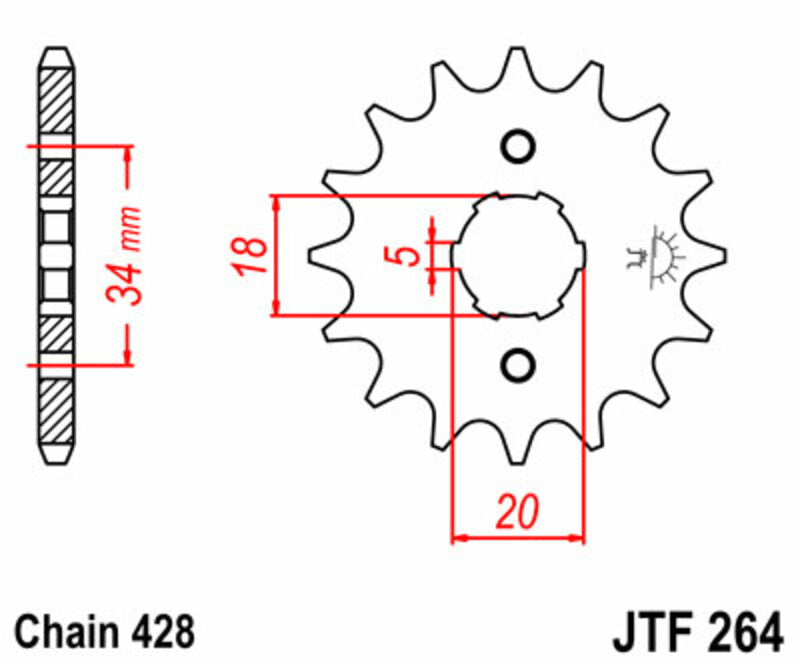 JT SPROCKETS Standard Stahlritzel vorne 264 - 428