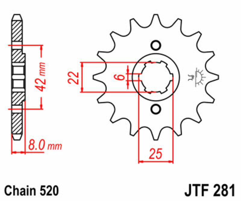 JT SPROCKETS Standard Stahlritzel vorne 281 - 520