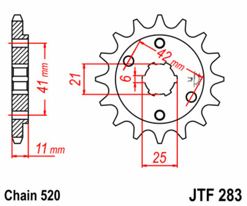 JT SPROCKETS Standard Stahlritzel vorne 283 - 520