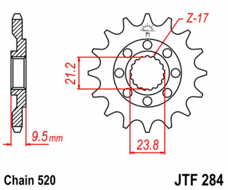 JT SPROCKETS Standard Stahlritzel vorne 284 - 520