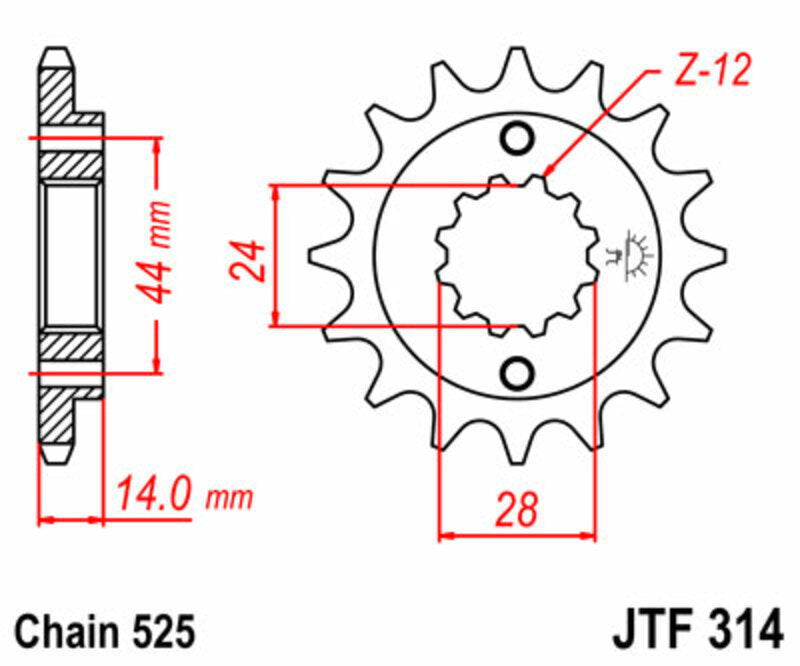 JT SPROCKETS Standard Stahlritzel vorne 314 - 525