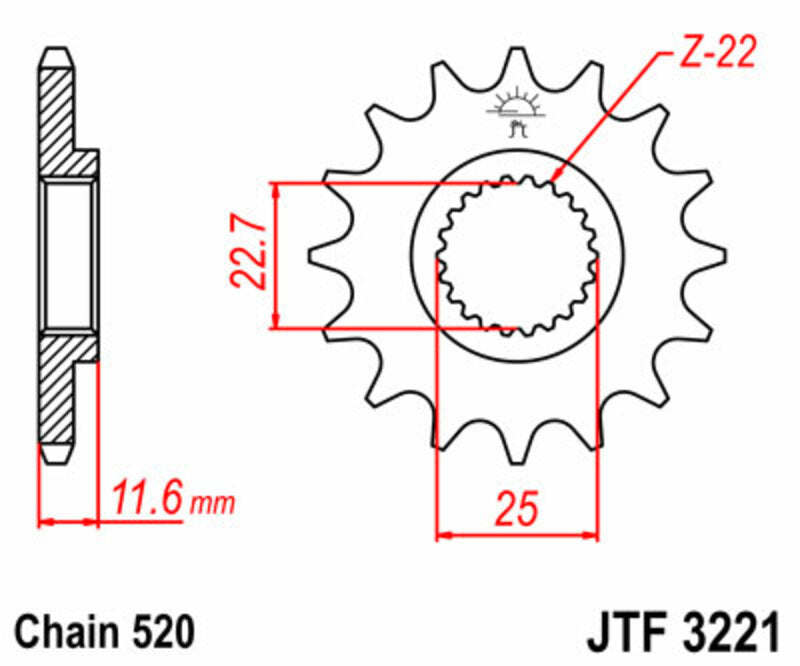 JT SPROCKETS Standard Stahlritzel vorne 3221 - 520