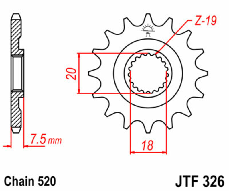 JT SPROCKETS Standard Stahlritzel vorne 326 - 520