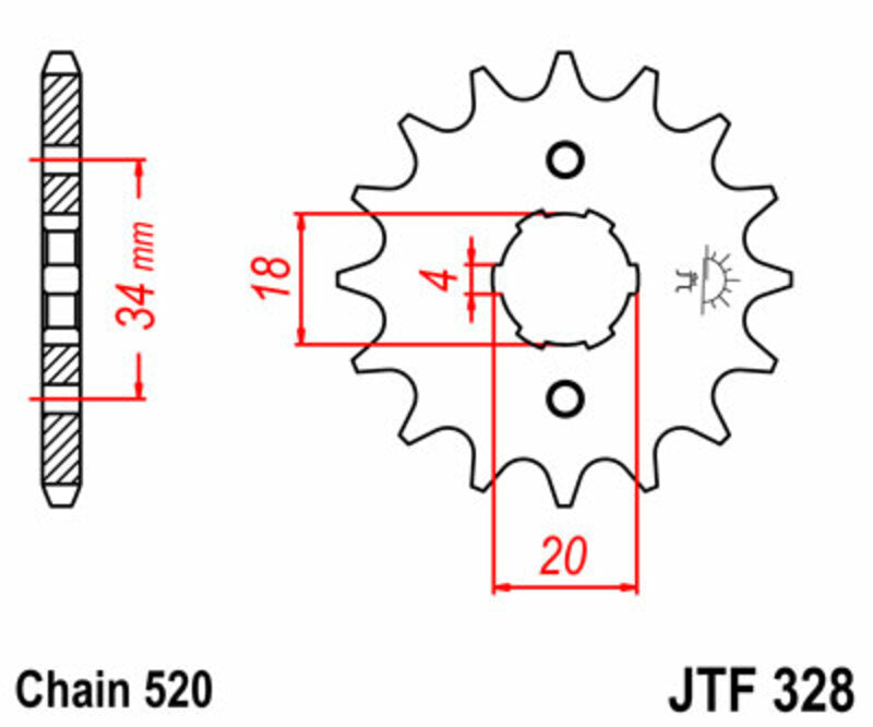 JT SPROCKETS Standard Stahlritzel vorne 328 - 520