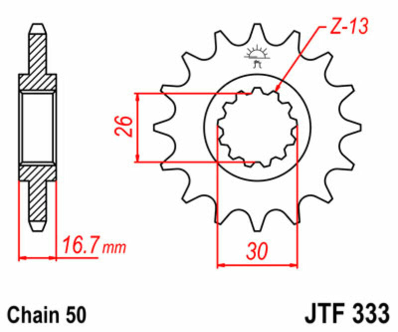 JT SPROCKETS Standard Stahlritzel vorne 333 - 530