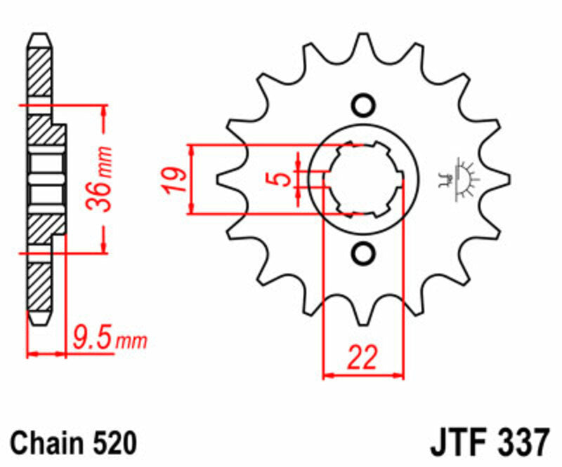 JT SPROCKETS Standard Stahlritzel vorne 337 - 520
