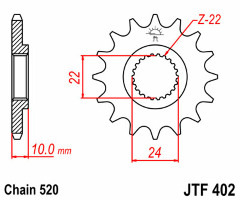 JT SPROCKETS Standard Stahlritzel vorne 402 - 520